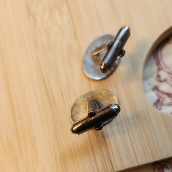 Cufflinks Monogrammed "B" Sterling Silver Vintage - Picture 4 of 8